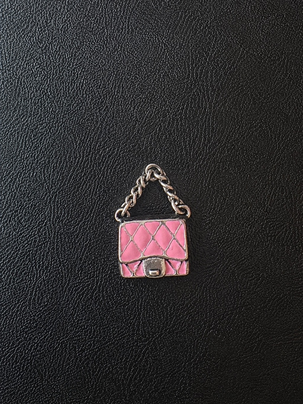 James Avery Pink charm Quilted Purse Charm with Silver Chain